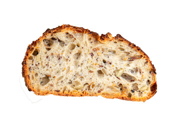 Bread cereal sunflower, chia, flax seed, cut oats fresh tasty food dish delicious gourmet food background on the table rustic food top view copy space vegetarian and vegan food