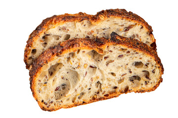 Bread cereal sunflower, chia, flax seed, cut oats fresh tasty food dish delicious gourmet food background on the table rustic food top view copy space vegetarian and vegan food