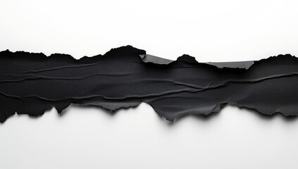 Black paper with a torn edge, isolated on a white background