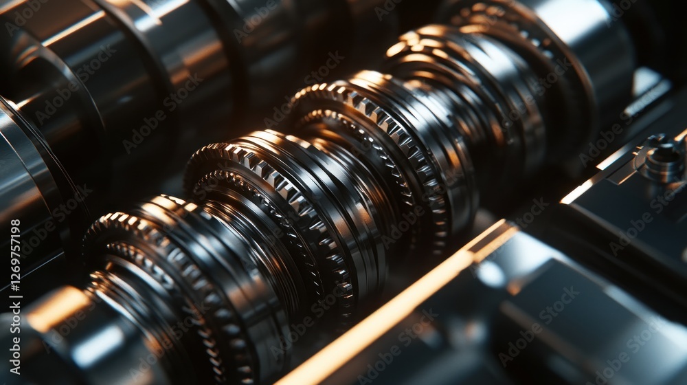 Poster close up detailed view of intricate metallic gears
