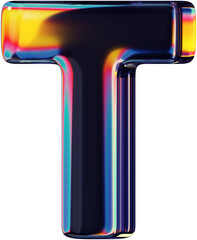 Naklejka premium 3d rendered colorful smooth letter with rainbow reflections