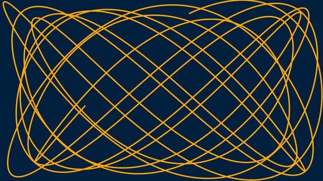 Dynamic Orange Harmonograph Lines Creating Mesmerizing Patterns on Blue Background
