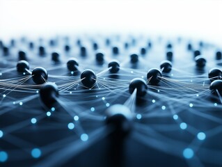 Abstract network of connected spheres with glowing lines in modern technology concept