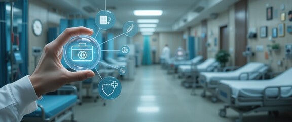 Doctor's hand in a hospital ward