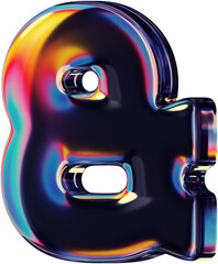 3d rendered colorful smooth letter with rainbow reflections