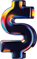 3d rendered colorful smooth letter with rainbow reflections