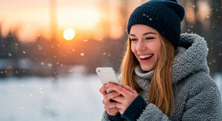 Girl showing cell phone screen