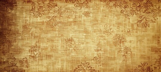 Fototapeta premium Subtle Floral Pattern on Vintage Sepia Textured Paper Background, Digital Illustration