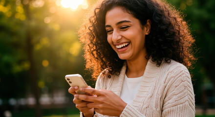 Girl showing cell phone screen