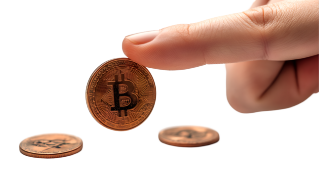Copper Bitcoin Digital Coin for Finance, Banking, and Future Technology, isolated on transparent background. - Powered by Adobe