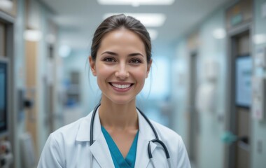  Smiling and happy woman looking at the camera 