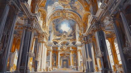 Iconic Renaissance-Style Basilica with Intricate Frescoes and Ornate Architectural Elements