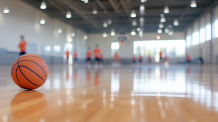 Basketball Practice Drills, College basketball players running intense practice drills on the court, preparing for their next March Madness tournament game.