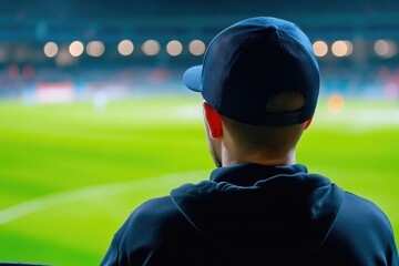 Obraz premium Soccer match view from fan perspective