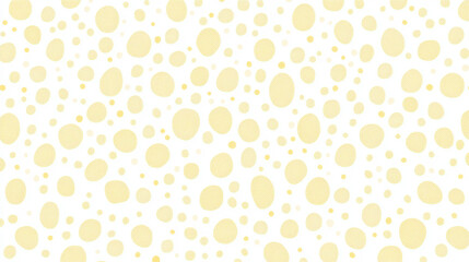 Yellow polka dots of various sizes are scattered across white background, creating playful and modern pattern. design is simple yet stylish, ideal for textiles, wallpapers, or graphic design