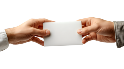 Hands Holding Card Modern Mockup Template, Clean Design for Studio and Branding, isolated on transparent background.
