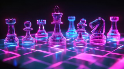 Neon Chessboard: A Futuristic Game of Strategy and Light