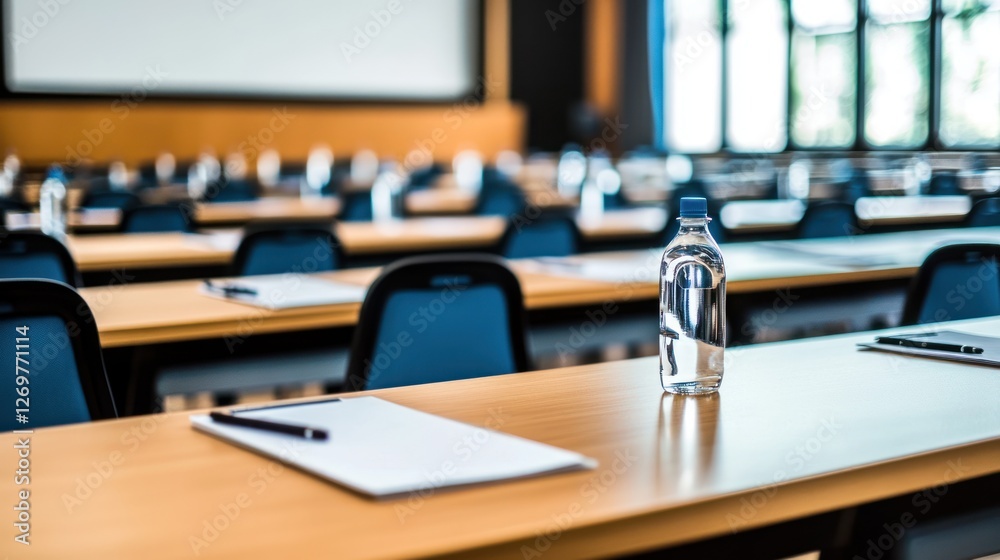 Poster Classroom setting is prepared for a presentation or lecture
