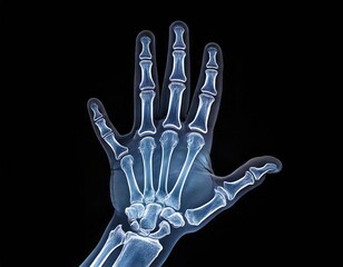 Naklejka premium Detailed x-ray of a human hand illustrating bone structure and anatomy
