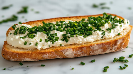 Baguette Sandwich with Cream Cheese and Chives