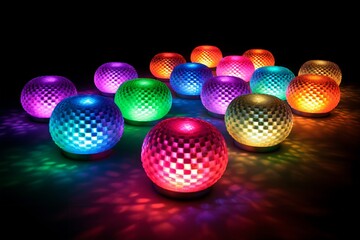 Colorful LED Sphere Lights: A captivating collection of vibrant, multicolored LED sphere lights illuminate the darkness, casting enchanting glows and creating a magical ambiance.