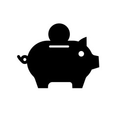 Piggy bank, saving - vector icon