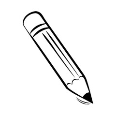 Black and white pencil sketch of a simple cartoon pencil design.