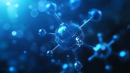 Abstract blue molecule or atom, a clean vector structure