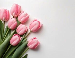 Fototapeta premium tulipe posées sur un coin d'image, cartes féminine et douce en ia