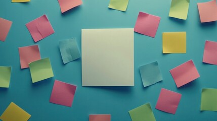 Fototapeta premium Blank paper surrounded by colorful sticky notes