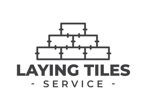 Tiles outline vintage logo isolated on white background. Laying tiles symbol. Tiles design element. Vector illustration