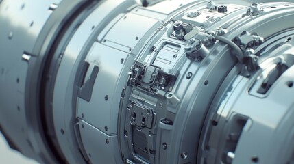 Detailed Closeup of a Futuristic Metal Engine Component