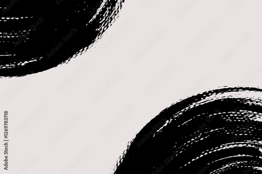 Poster abstract curve brush background with copy space for your text. vector design. black painted rounded 