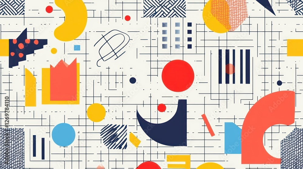 Aufkleber abstract geometric pattern colorful shapes design