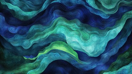Abstract Blue Green Wave Pattern Artwork