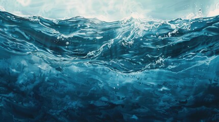 Fototapeta premium Watercolor Painting Of An Ocean