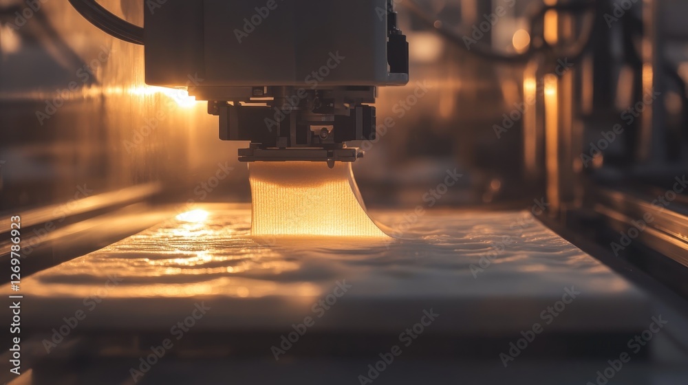 Poster industrial three d printing process in action detailed view