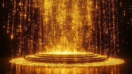 A visual explosion of data streams forming a glowing scatterplot in mid-air, dynamic and modern