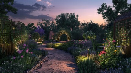 Fototapeta premium Enchanting Herb Garden At Dusk