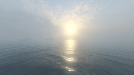 Obraz premium Serene Ocean Sunset With Hazy Sky And Calm Waters