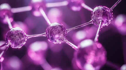 Purple molecular structure, science, research, abstract background, medical illustration