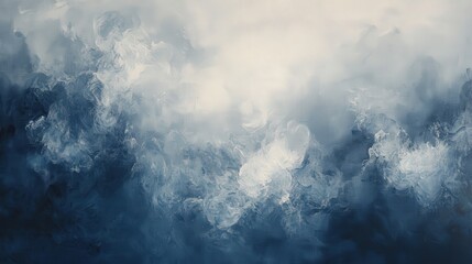 Obraz premium Abstract Blue and White Cloud Formation Painting