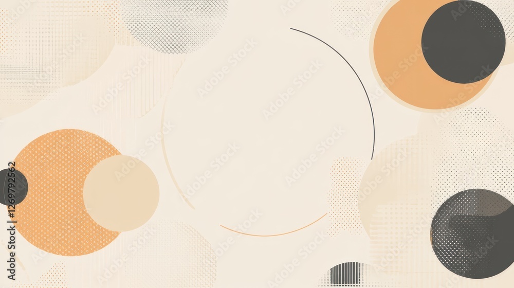 Poster abstract beige and brown circular design with textures