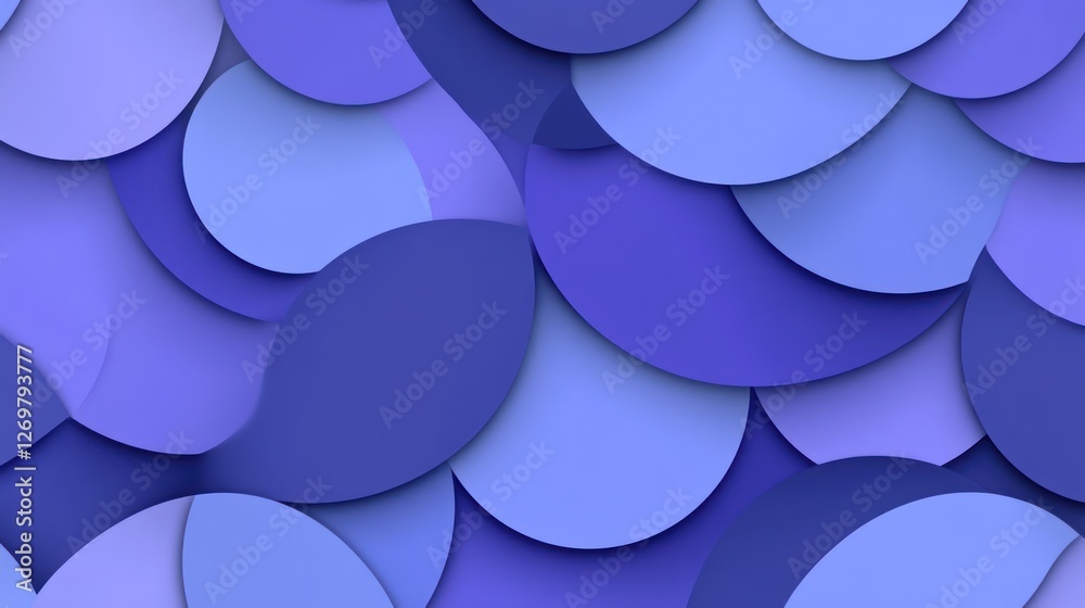 Poster Abstract Blue Circles Overlapping Pattern Design