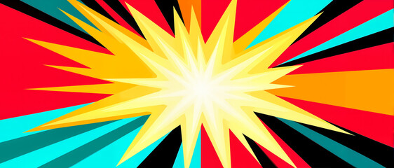 Explosive burst of radiant energy with colorful motion and cosmic light effects background