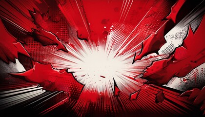 dynamic red comic book action torn background with halftone