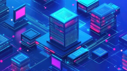 Cybernetic Cityscape, A Neon-Drenched Digital Metropolis