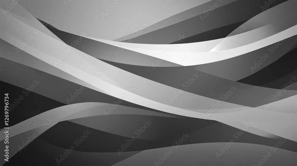 Poster Abstract grayscale flowing wave design background
