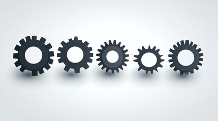 Five Interlocking Gears Symbolic Of Teamwork And Process