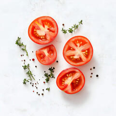 tomatoes sliced up isolated on a white background